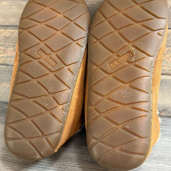LL Bean Wicked Good Moccasin Suede Slippers Mens Size 11.5 Camp Shearling Lined main image 10